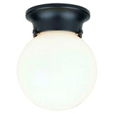 Westinghouse Porch Light Fixture 1 Light Black Finish Steel with White Glass Globe