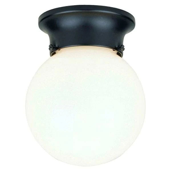 Westinghouse Porch Light Fixture 1 Light Black Finish Steel with White Glass Globe