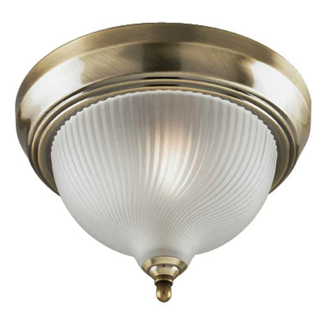 Westinghouse 1 Light Antique Brass Finish Frosted Swirl Glass Flush Mount Ceiling Light Fixture