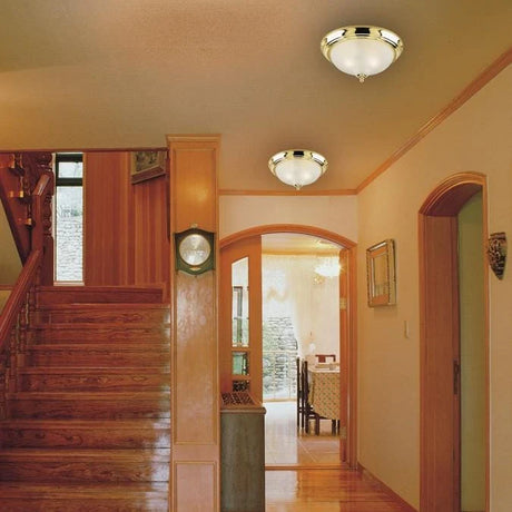 Westinghouse Flush Mount Ceiling Light Fixture 2 Light Polished Brass Finish Frosted Swirl Glass