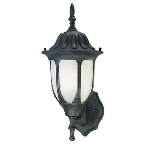 Westinghouse One-Light Exterior Wall Lantern Textured Black with Frosted Glass Panels
