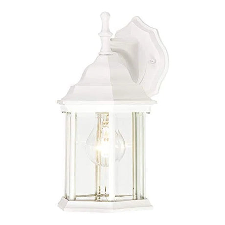 Westinghouse 1-Light Textured White Wall Lantern Light Fixture with Clear Beveled Glass Panels