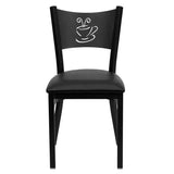 HERCULES Series Black Coffee Back Metal Restaurant Chair - Black Vinyl Seat [XU-DG-60099-COF-BLKV-GG] Pie's Variety Store