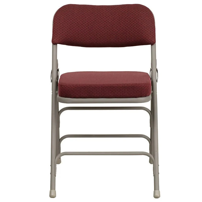 2 Pk. HERCULES Series Premium Curved Triple Braced & Double Hinged Burgundy Fabric Metal Folding Chair [2-HA-MC320AF-BG-GG] Fl Furniture