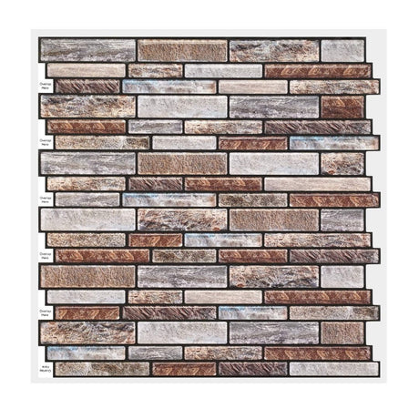 3D Mosaic Morcart Self Adhesive Tile Wall Sticker Backsplash - 12" x 12" DIY for Bathrooms