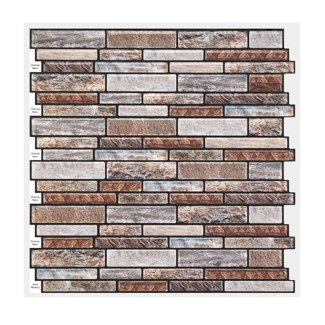 3D Mosaic Morcart Self Adhesive Tile Wall Sticker Backsplash - 12" x 12" DIY for Bathrooms