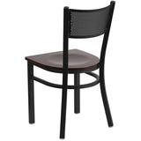 HERCULES Series Black Grid Back Metal Restaurant Chair - Cherry Wood Seat [XU-DG-60115-GRD-CHYW-GG] Pie's Variety Store
