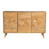 Checkered Pattern 3-Door Accent Cabinet Natural - 953460 Pie's Variety Store