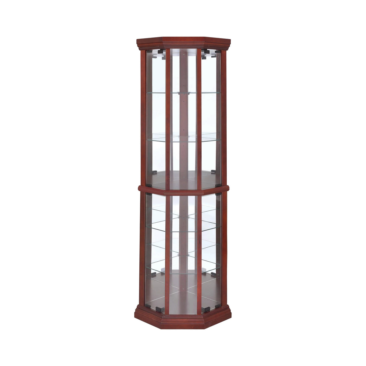 6-Shelf Corner Curio Cabinet Medium Brown - 3393 Pie's Variety Store