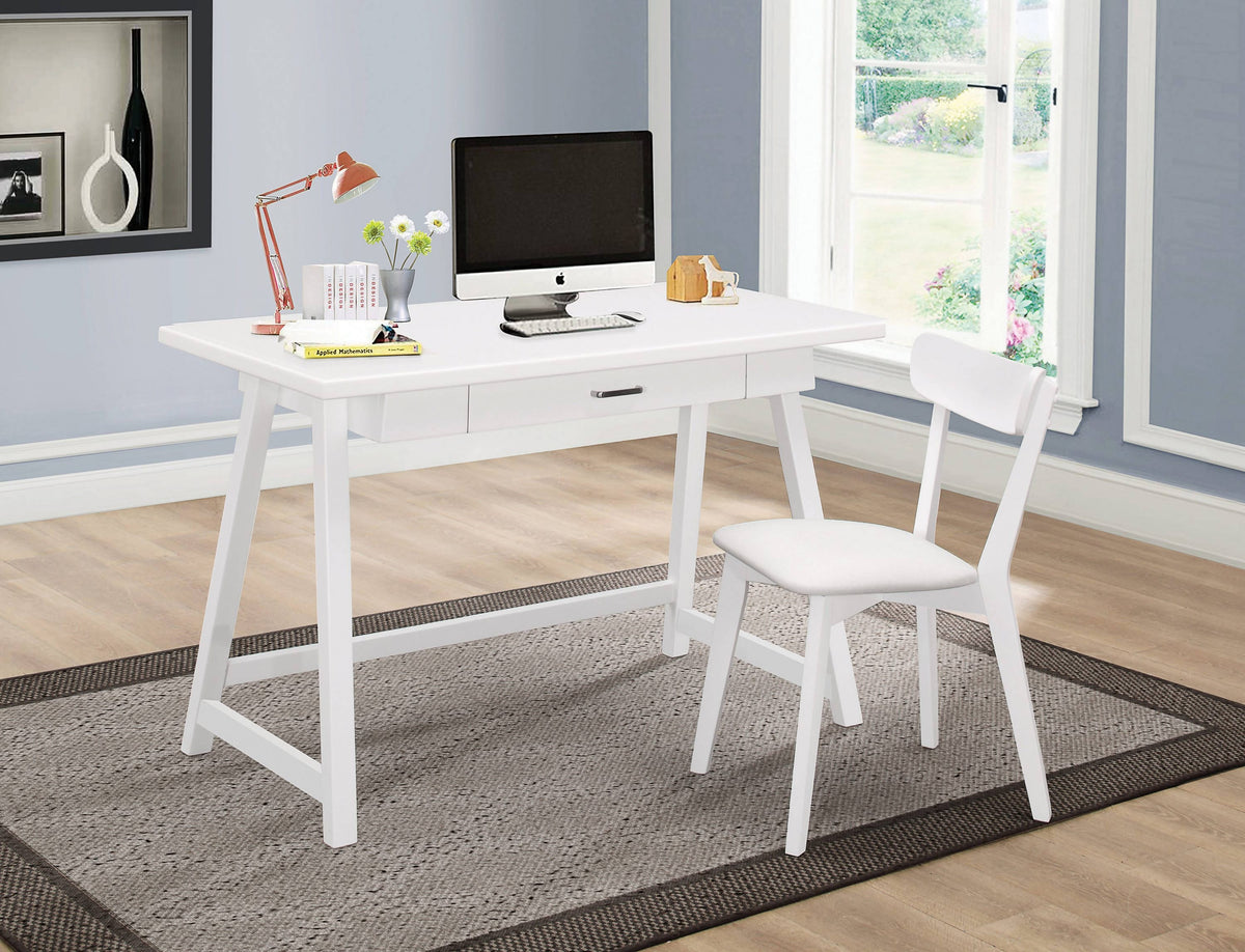 2-Piece Writing Desk Set White charming desk and chair set with a versatile finish.- 801108 coastmega