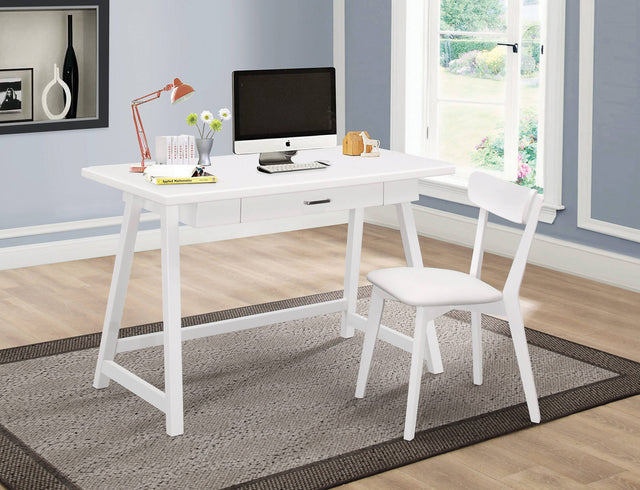 2-Piece Writing Desk Set White charming desk and chair set with a versatile finish.- 801108 coastmega