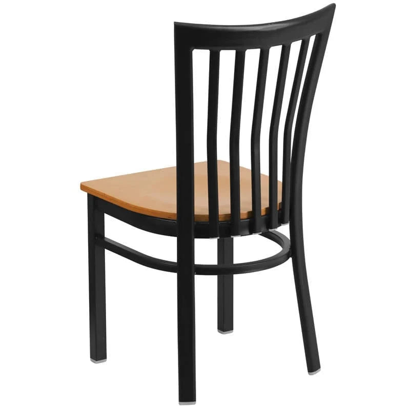 HERCULES Series Black School House Back Metal Restaurant Chair - Cherry Wood Seat [XU-DG6Q4BSCH-CHYW-GG] Pie's Variety Store