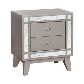 Leighton 2-Drawer Nightstand Metallic Mercury Collection: This 2-Drawer Nightstand Is Great For A Stylish Bedroom
