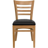 HERCULES Series Ladder Back Natural Wood Restaurant Chair - Black Vinyl Seat [XU-DGW0005LAD-NAT-BLKV-GG] Pie's Variety Store