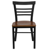 HERCULES Series Black Three-Slat Ladder Back Metal Restaurant Chair - Cherry Wood Seat [XU-DG6Q6B1LAD-CHYW-GG] Pie's Variety Store
