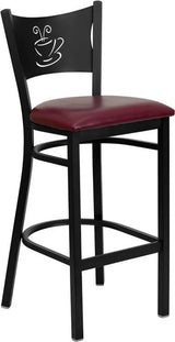 HERCULES Series Black Coffee Back Metal Restaurant Barstool - Black Vinyl Seat [XU-DG-60114-COF-BAR-BLKV-GG] Pie's Variety Store