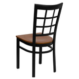 HERCULES Series Black Window Back Metal Restaurant Chair - Cherry Wood Seat [XU-DG6Q3BWIN-CHYW-GG] Pie's Variety Store
