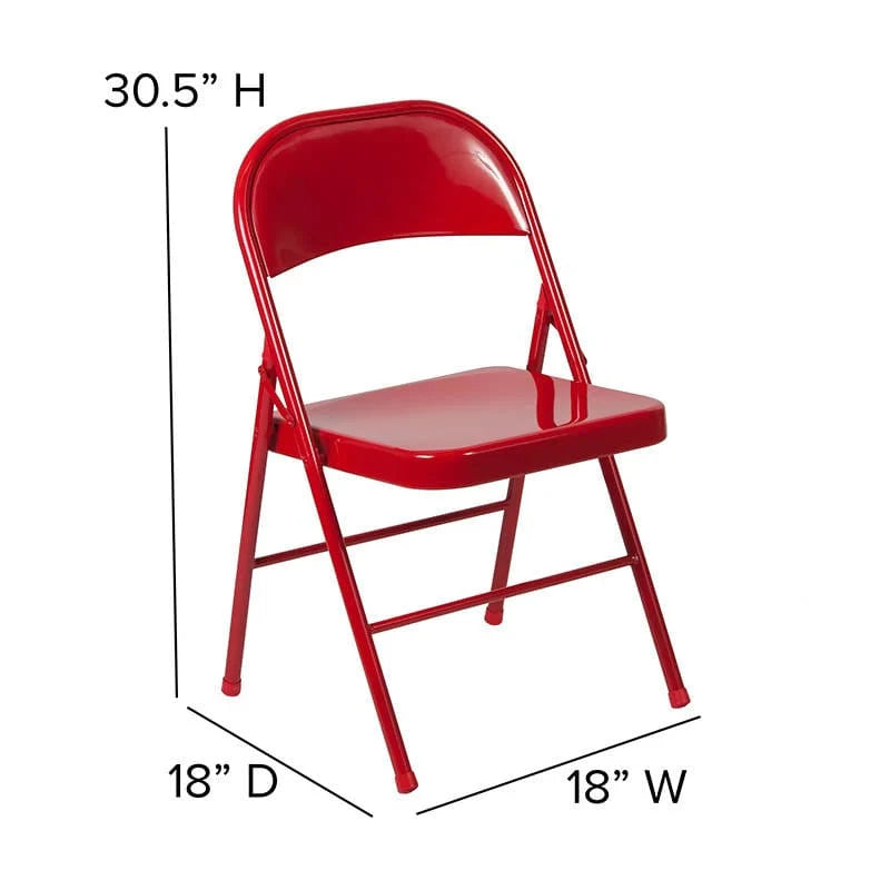 HERCULES Series Double Braced Black Metal Folding Chair Set of 2 [BD-F002-BK-GG] Pie's Variety Store