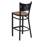 HERCULES Series Black Coffee Back Metal Restaurant Barstool - Cherry Wood Seat [XU-DG-60114-COF-BAR-CHYW-GG] Pie's Variety Store