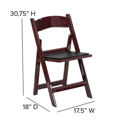 2 Pk. HERCULES Series 1000 lb. Capacity Red Mahogany Resin Folding Chair with Black Vinyl Padded Seat [2-LE-L-1-MAH-GG] Fl Furniture