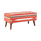 Upholstered Storage Bench Orange And Beige - 918491 Pie's Variety Store