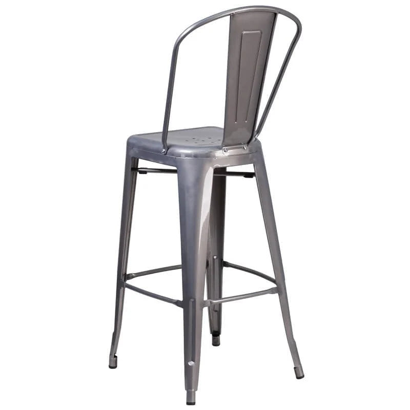 30'' High Clear Coated Indoor Barstool with Back [XU-DG-TP001B-30-GG] Fl Furniture
