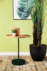 Round Marble Base Accent Table Natural And Green - 935882 Pie's Variety Store