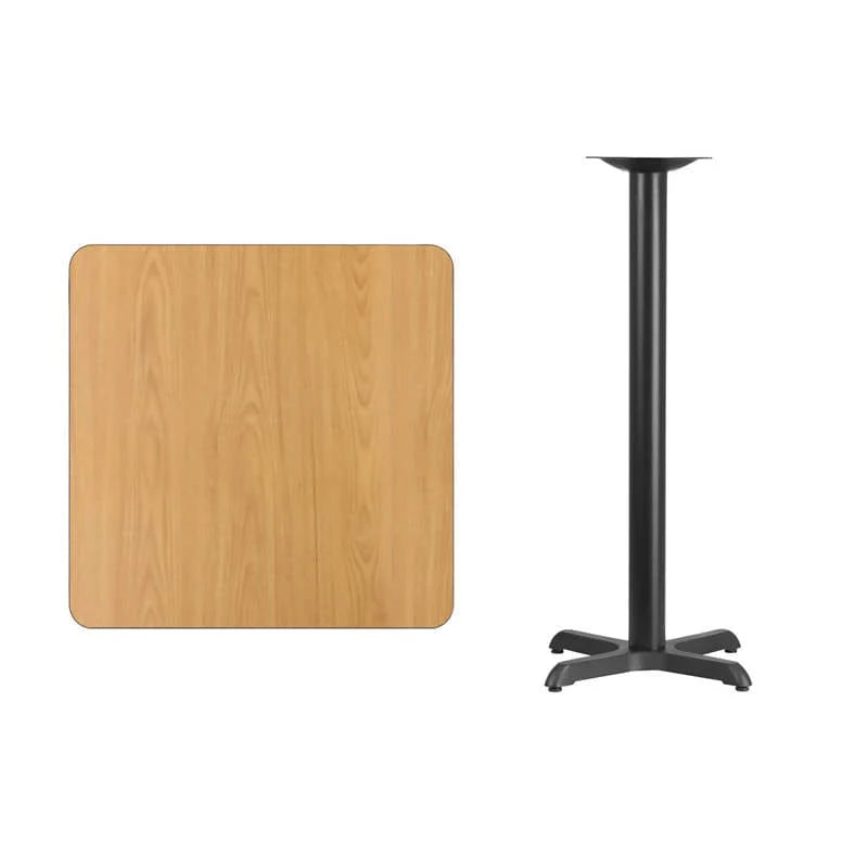 30'' Square Black Laminate Table Top with 22'' x 22'' Bar Height Table Base [XU-BLKTB-3030-T2222B-GG] Fl Furniture