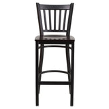 HERCULES Series Black Vertical Back Metal Restaurant Barstool - Cherry Wood Seat [XU-DG-6R6B-VRT-BAR-CHYW-GG] Pie's Variety Store