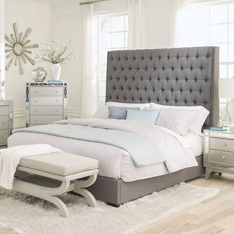 Camille Queen Button Tufted Bed Grey Collection: This Impressively-Styled Bed Makes A Bold Yet Fashionable Statement