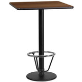 24'' Square Natural Laminate Table Top with 18'' Round Bar Height Table Base and Foot Ring [XU-NATTB-2424-TR18B-3CFR-GG] Fl Furniture