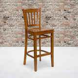 HERCULES Series Vertical Slat Back Cherry Wood Restaurant Barstool [XU-DGW0008BARVRT-CHY-GG] Pie's Variety Store