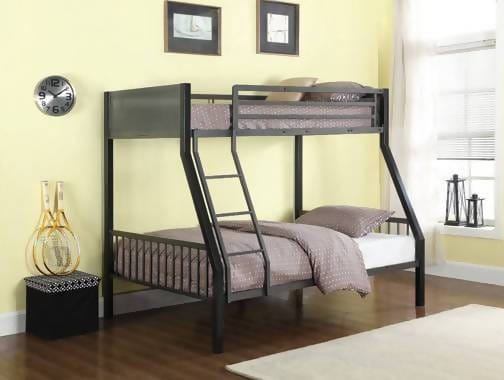 Meyers Twin Over Full Metal Bunk Bed Black And Gunmetal - 460391 A-Z Store Nadia