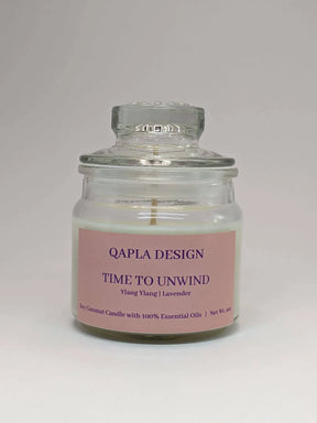 QAPLA DESIGN - Time To Unwind - Ylang Ylang & Lavender Soy Coconut Wax with 100% Essential Oils