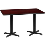 30'' x 60'' Rectangular Black Laminate Table Top with 22'' x 22'' Table Height Bases [XU-BLKTB-3060-T2222-GG] Pie's Variety Store