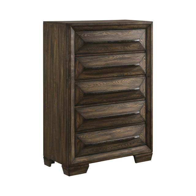Preston 5-Drawer Chest Rustic Chestnut - 205445 Pie's Variety Store