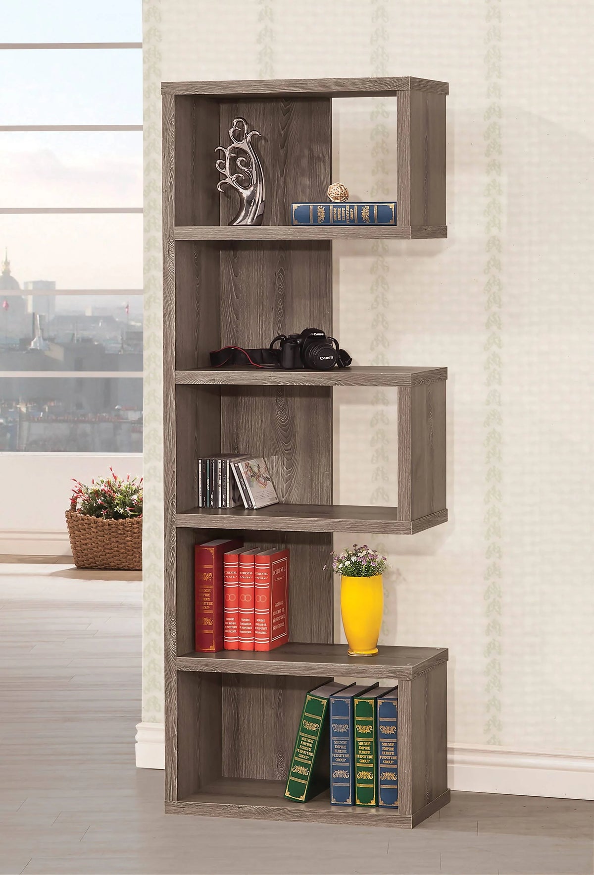 5-Tier Bookcase Designed with a whimsical profile