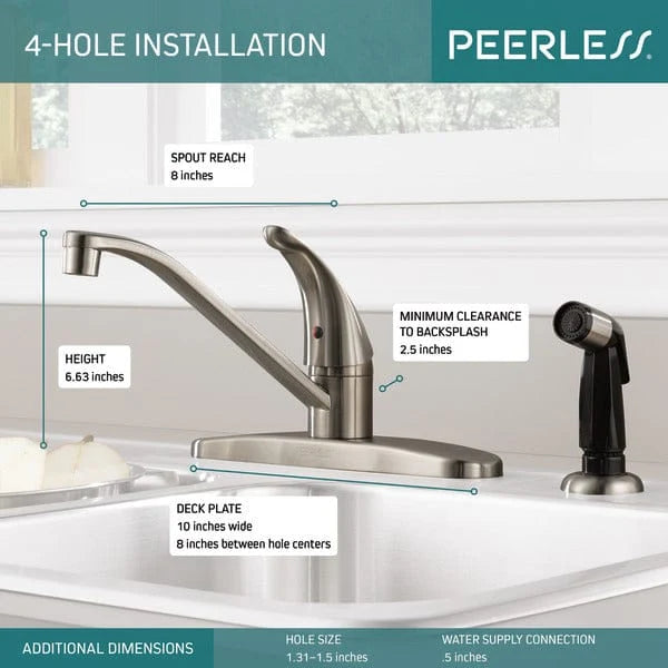 Peerless Single Handle Kitchen Faucet - P115LF-SS Peerless