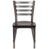 HERCULES Series Clear Coated Ladder Back Metal Restaurant Chair - Cherry Wood Seat [XU-DG694BLAD-CLR-CHYW-GG] Pie's Variety Store