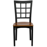 HERCULES Series Black Window Back Metal Restaurant Chair - Cherry Wood Seat [XU-DG6Q3BWIN-CHYW-GG] Pie's Variety Store
