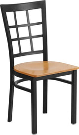 HERCULES Series Black Window Back Metal Restaurant Chair - Cherry Wood Seat [XU-DG6Q3BWIN-CHYW-GG] Pie's Variety Store