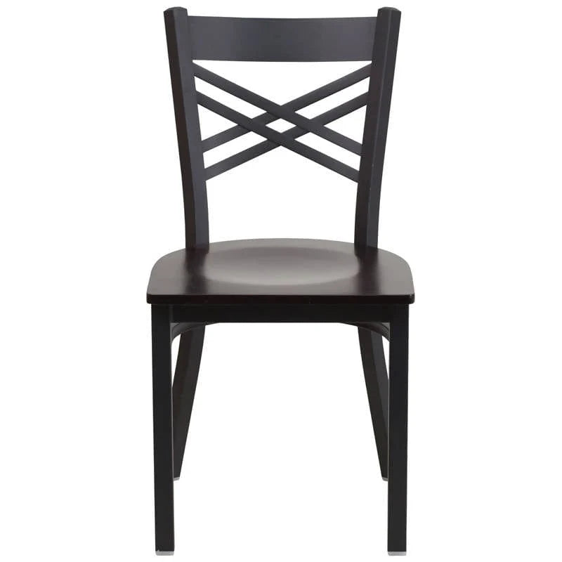 HERCULES Series Black ''X'' Back Metal Restaurant Chair - Cherry Wood Seat [XU-6FOBXBK-CHYW-GG] Pie's Variety Store