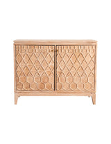 2-Door Geometric Accent Cabinet White Distressed - 953408 Pie's Variety Store