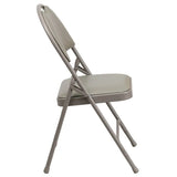 2 Pk. HERCULES Series Ultra-Premium Triple Braced Gray Vinyl Metal Folding Chair with Easy-Carry Handle [2-HA-MC705AV-3-GY-GG] Fl Furniture