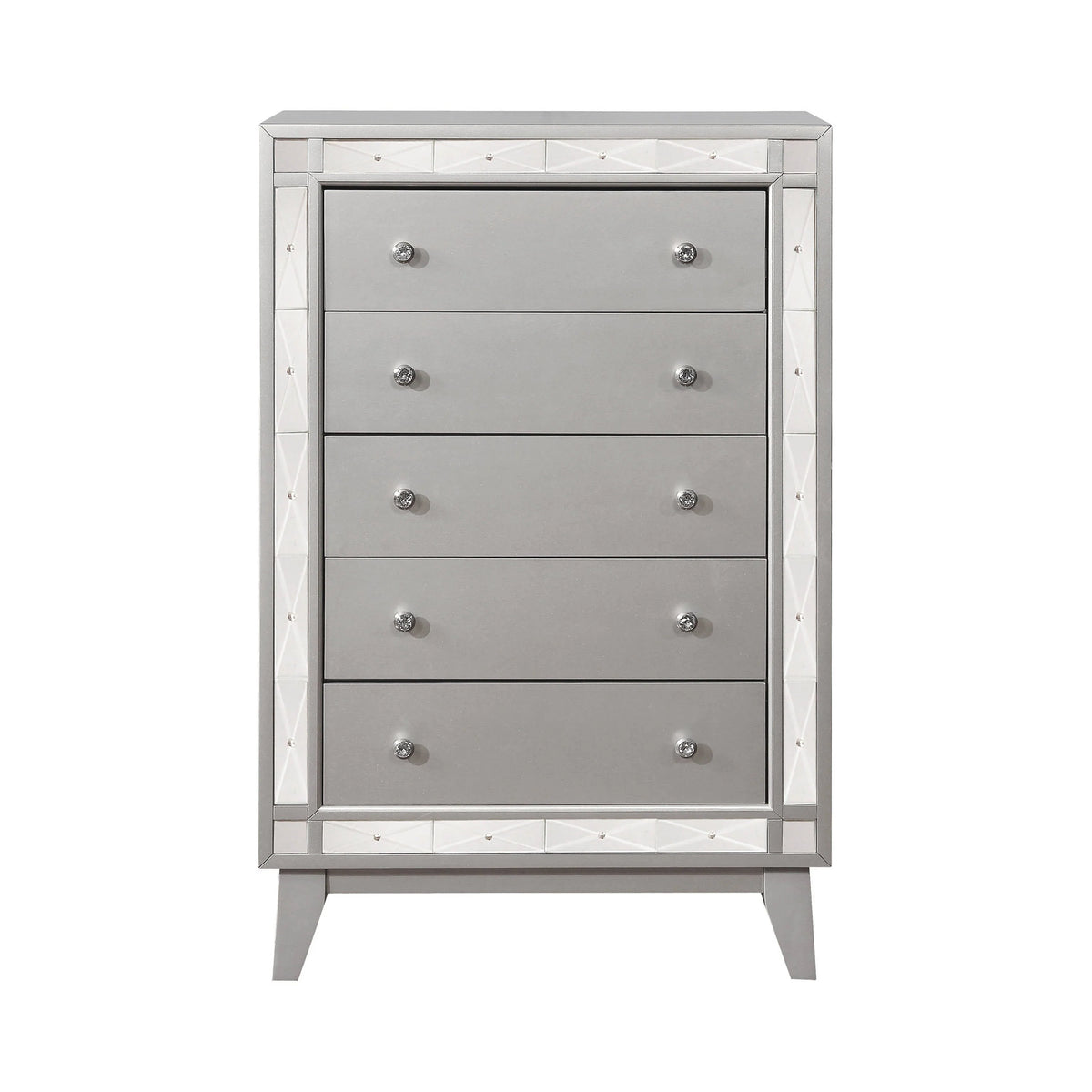 Leighton 5-Drawer Chest Metallic Mercury Collection: This Chest Adds A Touch Of Shimmer To Any Bedroom