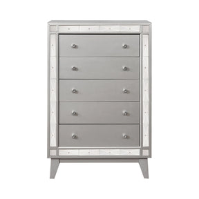 Leighton 5-Drawer Chest Metallic Mercury Collection: This Chest Adds A Touch Of Shimmer To Any Bedroom