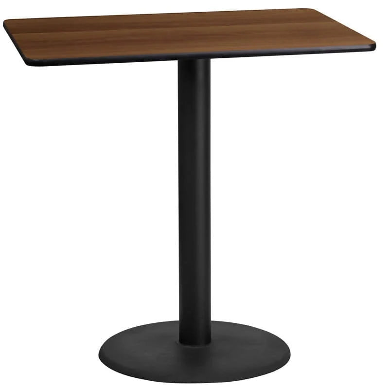 24'' x 42'' Rectangular Black Laminate Table Top with 24'' Round Bar Height Table Base [XU-BLKTB-2442-TR24B-GG] Fl Furniture