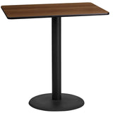 24'' x 42'' Rectangular Black Laminate Table Top with 24'' Round Bar Height Table Base [XU-BLKTB-2442-TR24B-GG] Fl Furniture
