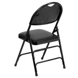 2 Pk. HERCULES Series Ultra-Premium Triple Braced Black Vinyl Metal Folding Chair with Easy-Carry Handle [2-HA-MC705AV-3-BK-GG] Fl Furniture