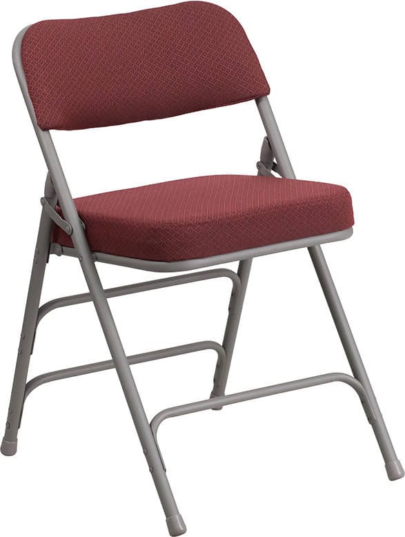 HERCULES Series Premium Curved Triple Braced & Double Hinged Burgundy Fabric Metal Folding Chair [AW-MC320AF-BG-GG] Pie's Variety Store
